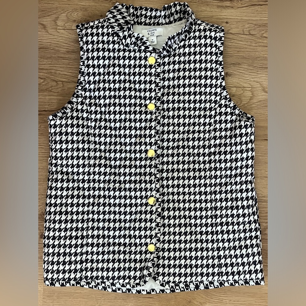 Girls Black houndstooth Vest